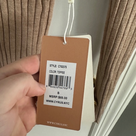 NWT Cyrus Long sleeve fine rib knit sweater in Toffee women's small (004) - Picture 4 of 7